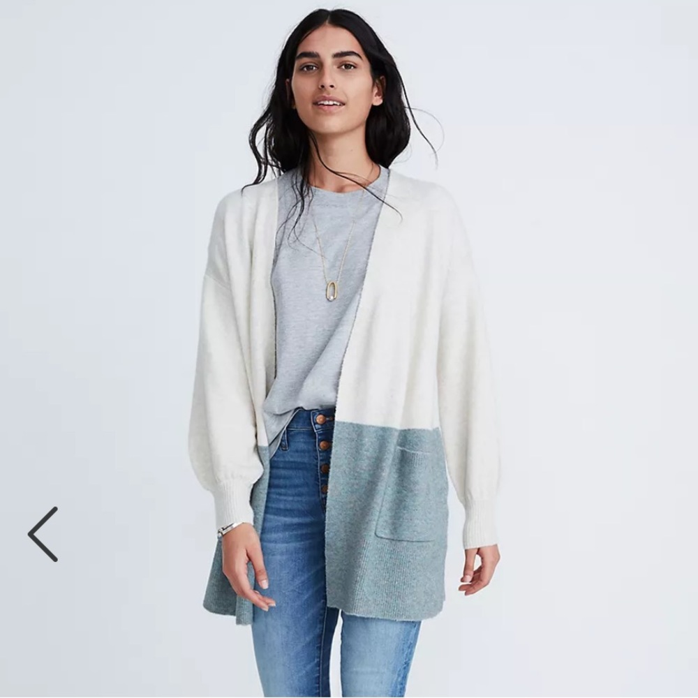 Madewell Edgewater Bubble Sleeve Cardigan color block NWT sz M